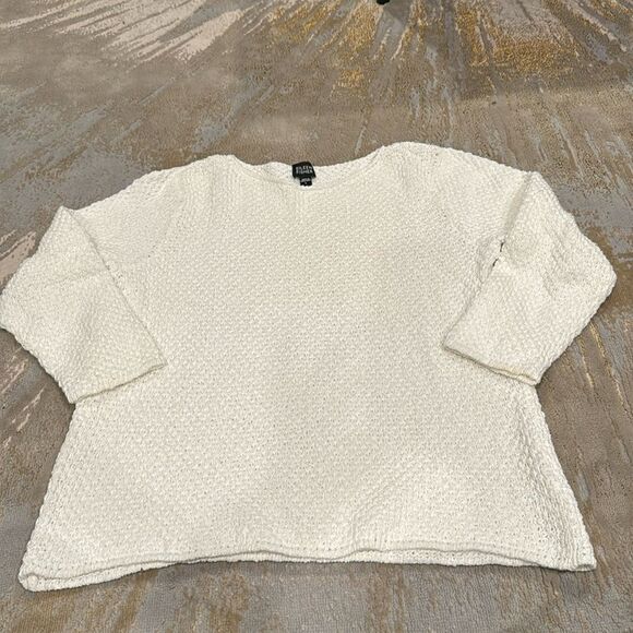 Eileen Fisher loose knit white sweater size L made in Hong Kong EUC (A) - Picture 1 of 9